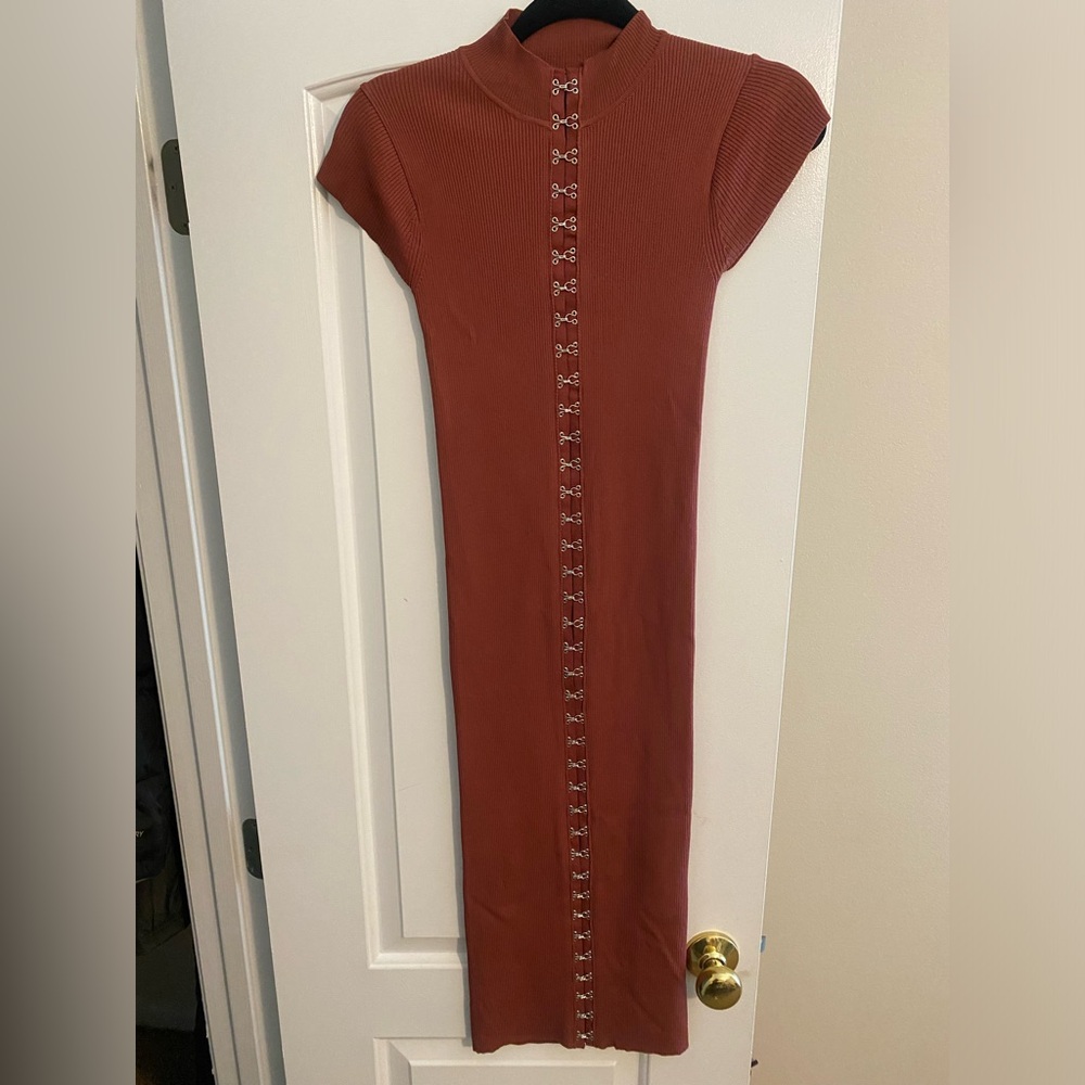ZARA METAL CLOSURE MIDI DRESS